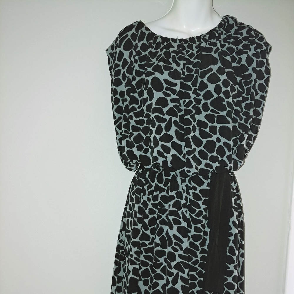 Grey and Black Tie Waist Dress